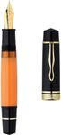 erofa Majohn P139 Piston Fountain Pen Extra Fine Nib with Box, Brass Piston System Large Capacity Resin Writing Pen, Black Yellow