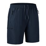 JHMORP Men's Outdoor Hiking Shorts Lightweight Quick Dry Fit Work Fishing Sports Athletic Shorts with Zippered Pockets (Navy,CA L)