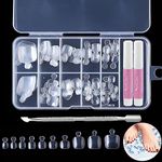 100 Pcs Fake Toenails - 10 Different Sizes Clear Acrylic Fake Toenails with Glue, Cuticle Pusher and Storage Box for Nail DIY and Nail Salon