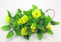 Yellow Color One Fake Silk Rose Flower Ivy Vine Hanging Garland Wedding Home Decor Artificial Rose Silk Flower Green Leaf Vine Garland Home Wall Party Decor Wedding Decal