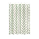 iDesign Polyester Checkered Print Shower Curtain - Water Resistant Shower Curtain with Reinforced Buttonholes for Master and Guest Bathroom - Machine Washable - 72" x 72" – Green/Natural