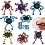 Transformer Chain Robot Fidget Spinner Toy 8 Pack for Kids Adults, DIY Deformation Mechanical Spinners Twister Fingertip Gyro for Stress Relief, Novely Funny Hand Spinner Sensory Toys