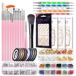 MAYCREATE® Nail Art Kit For Girls 3D Nail Art Decorations Kit with Nail Art Brushes Dotting Tools Nail Art Stickers Nail Glitter Foil Flakes Nail Tape Strips and Nails Art Rhinestones