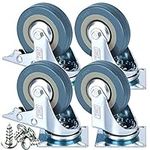 DSL Heavy Duty Braked 50mm Swivel Castor Wheels Trolley – Caster Wheels set of 4 – Rubbered Castors for Furniture – upto 200KG + Free Fitting