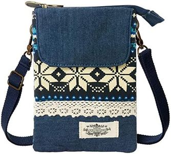 LassZone Bolso cruzado pequeño para mujer, de lona, para teléfono móvil, con patrón nacional, para niñas, mini bolsas de hombro, monedero, Blue