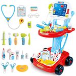 deAO Doctors Set for Kids, Little Doctors Trolley Kit Kids Medical Center Hospital Portable Role Play Set with Accessories, Great Gift for Toddlers