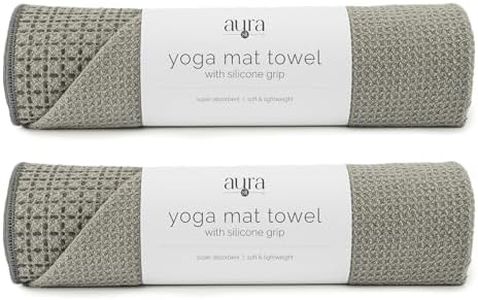 S&T INC. Aura Yoga Mat Towel with Non-Slip Grip, Enhanced Silicone Grip, Soft and Absorbent for Gym, Pilates, and Hot Yoga Mat, 2 Pack, 24 inches x 72 inches, 340GSM, Grey
