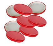 Pure Source India Metal Lug Cap Lid For Glass Jar, 12 Pieces, 63 mm, Red