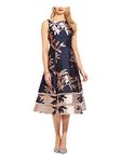 Adrianna Papell Women's Short Jacquard Dress, Navy/Blush, 6, Navy/Blush, 6