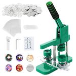 Dyna-Living Button Machine Badge Maker 32 mm / 1.25 inches, DIY Badge Press Machine with 100 Accessories & Circle Cutter, Rotating Green Blanks Button Blanks Making Badge Maker Machine