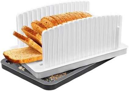 Aulivra Bread Slicers for Homemade Bread, Bread Slicer Guide with Adjustable Width and Crumb Tray, Foldable Compact Plastic Bread Loaf Cutter Slicer for Kitchen Baking Homemade Bread,Cake,Taost,Bagels