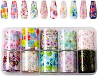 Makartt 10 Rolls Nail Art Foil Stickers Mix Flower Nail Foil Transfer Stickers Nail Foil Adhesive Nail Decals Nail Art Supplies for Nail Art Designs - 2.5x100cm