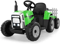 Kids Ride on Tractor with Remote Control, 12V Battery Powered Electric Tractor for Kids Bluetooth Music/USB, 3-Gear-Shift, Safety Belt, 25W Dual Motors, 7-LED Lights