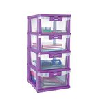 Nilkamal Chests of 4 Drawers CHTR24NT |Multi-Purpose Storage Organizer For Kids, School,And Home |Easy Assembly|Violet Colour