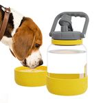 Asobu - The Barkley Dog Bowl - Tritan Water Bottle | Leak-proof 1 Litre with Yellow Dog Bowl | Ideal for Hiking, Sports, Fitness and Walking