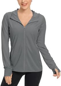 Women's UPF 50+ UV Sun Protection Clothing Zip Up Hoodie SPF Long Sleeve Sun Shirt Lightweight Athletic Jacket(Darkgrey,L)