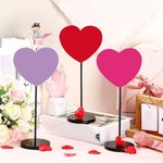 Redbaker 3 Pcs Valentine's Day Wood Tall Standing Block Heart Shape Wooden Table Decor Double Printed Heart Tabletop Sign Love Table Centerpiece Valentines Tiered Tray Decor for Wedding Mother's Day