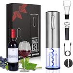 Anpro Electric Wine Opener, Automatic Electric Wine Bottle Corkscrew Opener Set with Foil Cutter, Rechargeable (Stainless Steel), USB Cable Charging (Stainless Steel-1)
