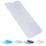 SOFTANA Non Slip Bath Mats with 200 Suction Cups - Shower Mat Non Slip Anti Mould for Bathroom & Bathtubs - PVC material 30% Extra Long Bath Mat - Machine Washable - 40x100 cm || Pure White