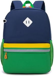 HawLander Little Kids Backpack for Boys Toddler School Bag Fits 3 to 6 years old, Dark Blue Green, Small, School Backpack