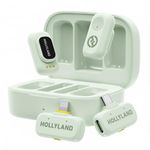 Hollyland Lark A1 Wireless Microphone for iPhone & Android, Mini Magnetic Mic, Ultra-Lightweight, 48kHz/24-bit, Noise Cancellation, Mic for Vlogging, YouTube, Podcast (Green, 2TX+2RX+Charging Case)