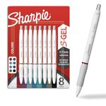 SHARPIE S-Gel Pens, Fashion Barrel Gel Pens, Pearl White Body, Medium (0.7mm) Point, Bold Ink Colors, 8 Count