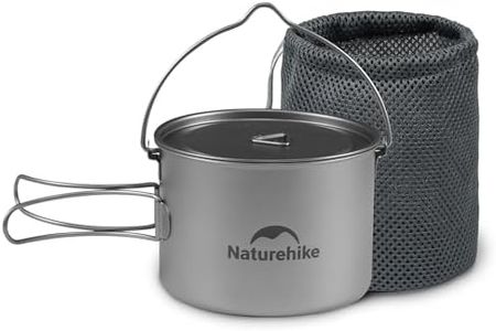Naturehike Vaso da Campeggio Tazza da Campeggio in Titanio con Manico a Cappa 650ml/900ml Tazza per Tè e Caffè All'aperto Pentola Leggera con Coperchio e Manico Pieghevole per Campeggio