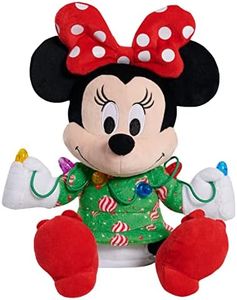 Just Play Disney Holiday Minnie Mouse 9-inch Feature Plush Stuffed Animal with Lights and Sounds, Kids Toys for Ages 3 Up