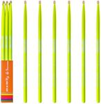 3-pairs(Yellow),Neon UV Glow Drum Stick,Classic 5A Drum Stick, Hickory Drum Stick, for Acoustic or Electronic Drum, wood drumstick glow under black light on stage,cant glow in dark.School Season Gift.