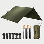 Mutifunctional Camping Tarp Tent Shelter Lightweight Hammock Rain Fly for Bushcraft Picnic Backpacking Outdoor Survival Bivvy Tent (300 x 400cm | Olive Green)