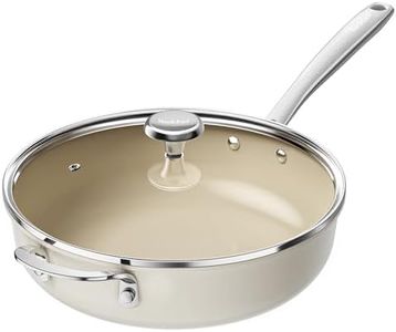 Redchef Ceramic Frying Pan with Lid, 11 Inch Saute Pan, Nonstick Deep Frying Pan, Non Toxic Skillet, Stainless Steel Handle, PTFE/PFAS/PFOA Free, Dishwasher & Oven Safe, Compatible with All Stove
