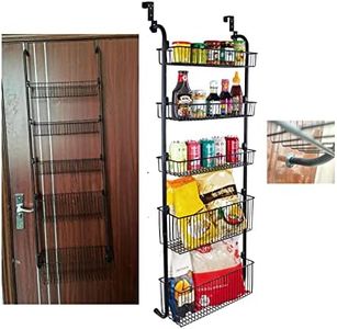 Over the Door Pantry Organizers and Storage Racks 5 Tier for Kitchen Bedroom Bathroom Laundry Garage with Shoes Snacks Clothes Towel Spice Bottles, Metal Steel Baskets