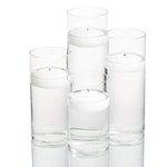 Set of 4 Eastland Cylinder Vases and 4 Richland Floating Candles 3" (Dark Pink)