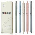 FIOVER 5pcs Gel Pens Quick Dry Ink Pens Fine Point Premium Retractable Rolling Ball Gel Pens Black Ink Smooth Writing for School Office Home Supplies, Gift for Women and Men (Morandi)