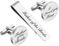 ZUNON Father of The Bride Cufflinks & Tie Clips Father of The Bride Gifts I Loved You First Wedding Tie Clips Bar Tack (Cufflinks & tie Clip)