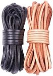 LORJE 2 Rolls 5MetersX 2MM Cowhide Leather Cords Square Rope String for Jewelry Making Bracelet Necklace Jewelry Making Lanyards DIY Crafts,Genuine Leather Cord.