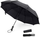 XIABINTANG Umbrella storm-proof up to 140 km/h, umbrellas are small and lightweight with 10 struts, stable, open-close automatic pocket umbrella, windproof and stable with Teflon coating, black, Klein