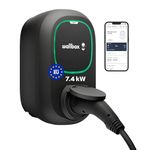 Wallbox Pulsar Max Electric Vehicle Charger 7.4kW, Type 2 EV Home Charger, Wi-Fi and Bluetooth and Smart App Control, OCPP, EVSE Charger Socket (with shutter), Black