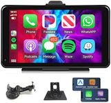 Wireless Apple Carplay Car Radio Android Auto Portable Car Stereo, Rimoody 7 Inch Touch Screen Portable Carplay Screen with Bluetooth FM Transmitter Mirror Link Voice Control AUX Cable