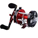 Sougayilang Fishing reels Round Baitcasting Reel - Conventional Reel - Reinforced Metal Body & Supreme Star Drag-Warrior4000 Red