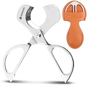 KEENSUN Cigar Scissors Cutter, 3Cr13 Stainless Steel Guillotine Double Blade Straight Cut Scissors with Leather Case Cigar Accessories for Cigars(2.09" Handle Width)