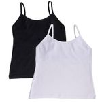 Adira | Starter Camisole for Beginners | Flat Padded Innerwear Vest | Camisole for Puberty | Girls Slip | Covers Nipples & Gives Confidence at School | Stretchy Cotton | Pack of 2 | Black & White | L