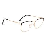 ROYAL SON Square Black Gold Glasses for Men Women | Blue Light Blocking | Computer Glasses | Metal Frame