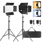 Pixel LED Video Light Kit with Barn Door, 2-Pack Bi-Colour Photography Lighting, 2500-6500K Dimmable Studio Light, CRI 96+ Panel Light for Videography/Game Streaming/Film/Video Recording