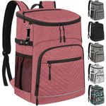 Cooler Backpack Insulated Leakproof Waterproof Backpack Cooler Bag 30 Cans, Large Capacity Lightweight Travel Camping Beach Backpack Cooler Ice Chest for Men and Women, Pink