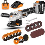 WORKSITE 20V Angle Grinder Cordless 4-1/2" Brushless Motor Angle Grinder Tool with 4.0 Ah Battery, 1-Hour Fast Charger and Adjustable Handle for Polishing, Grinding & Cutting