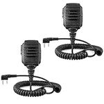 Retevis RS114 Walkie Talkie Speaker Microphone, IP54 Waterproof 2 Pin Handheld Mic, Compatible with Two Way Radio RT24 RT28 RT27 RT618 RT622 Baofeng UV-5R BF-888S Kenwood eSynic, Shoulder Mic (2 Pcs)