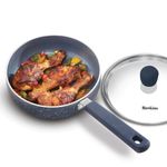 Hawkins Ceramic Nonstick Frying Pan, 16 cm Diameter, Induction Fry Pan with Glass Lid, Granite Omlette Egg Pan, Fish Pan (ICF16G)