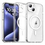 CALOOP Magnetic Case for iPhone 13 with MagSafe,Hard Frame Sturdy Military-Grade Shockproof,Camera Full Protection Airbag Corner,Scratch & Yellowing Resistant,Crystal Phone Cover, 6.1 Inch,Clear