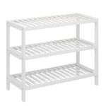 Vencier 3 Tier White Bamboo Shoe Rack Stand Shelf Shelving Hallway,Bedroom,Bathroom,Living Room Organizer Holder Storage for 12 pairs shoes